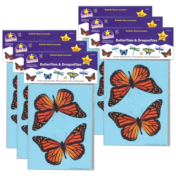 North Star Teacher Resources Bulletin Board Accents, Butterflies + Dragonflies, 64 Pieces, PK6 NS3213 - main